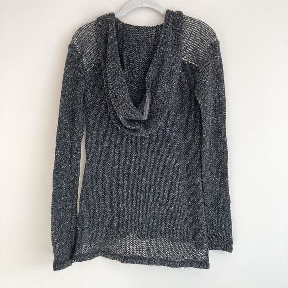 Burning Torch Anthropologie Gray Open Knit Hooded Sweater Size XS Boho Hippie - Picture 8 of 11